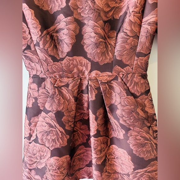 Gal Meets Glam Womens Ingrid Rust Rose Floral Jacquard Fit & Flare Mini Dress 4 - Picture 7 of 16